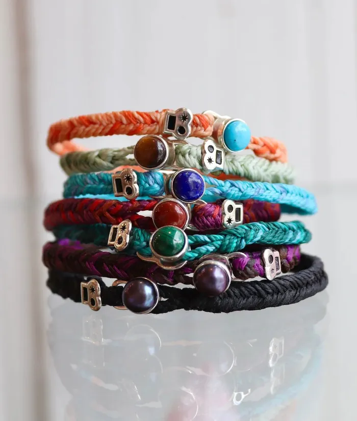 Max Icon Fishtail Button Bracelet in Sage Fleck Scosha Bracelets