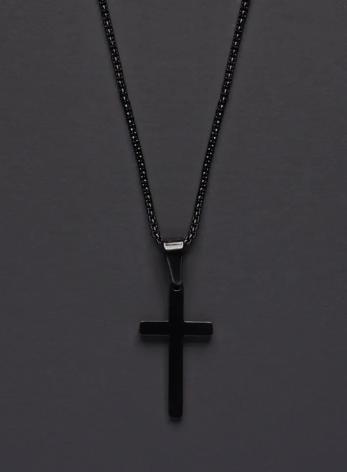 MEDIUM BLACK CROSS NECKLACE FOR MEN We Are All Smith Necklaces