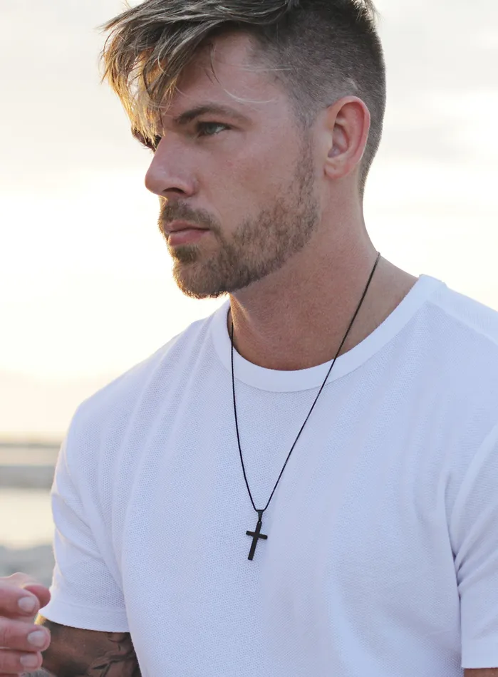 MEDIUM BLACK CROSS NECKLACE FOR MEN We Are All Smith Necklaces