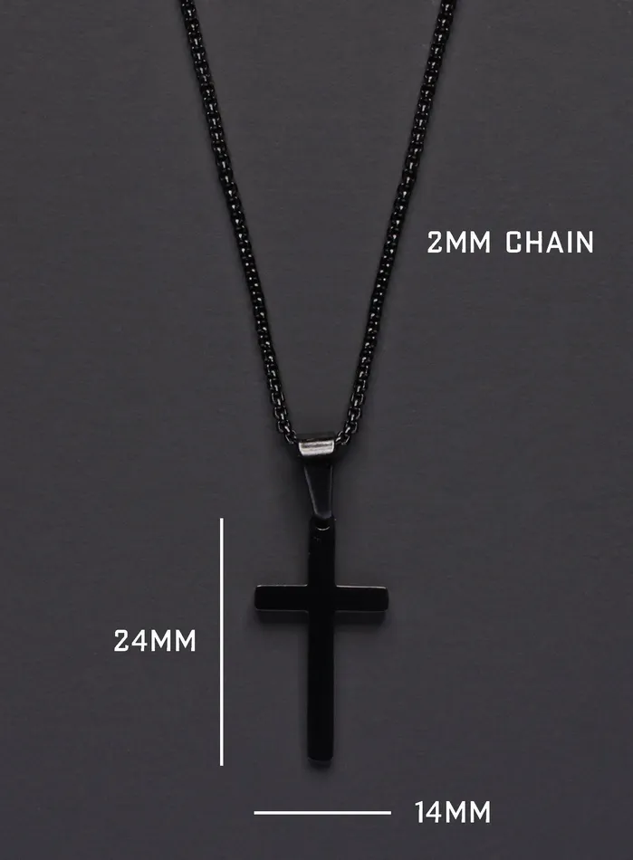 MEDIUM BLACK CROSS NECKLACE FOR MEN We Are All Smith Necklaces