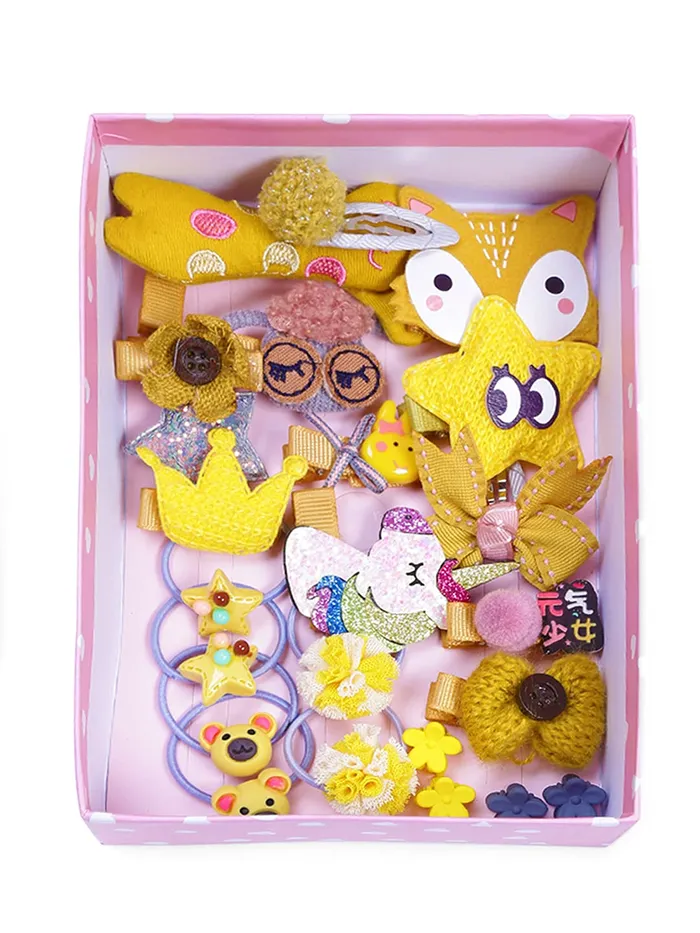 Melbees by Yellow Chimes Gift Set of Hair Accessories for Kids with Hair Clips and Band Assortment Gift Box for Kids Girls Pack of 24 Medium YCHASETKD004YL Yellow Chimes Earrings Melbees by Yellow Chimes Gift Set of Hair Accessories for Kids with Hair Clips and Band Assortment Gift Box for Kids Girls Pack of 24 Medium YCHASETKD004YL Yellow Chimes Earrings