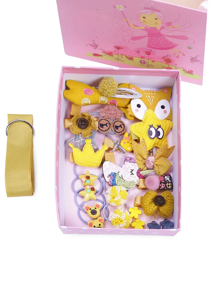 Melbees by Yellow Chimes Gift Set of Hair Accessories for Kids with Hair Clips and Band Assortment Gift Box for Kids Girls Pack of 24 Medium YCHASETKD004YL Yellow Chimes Earrings