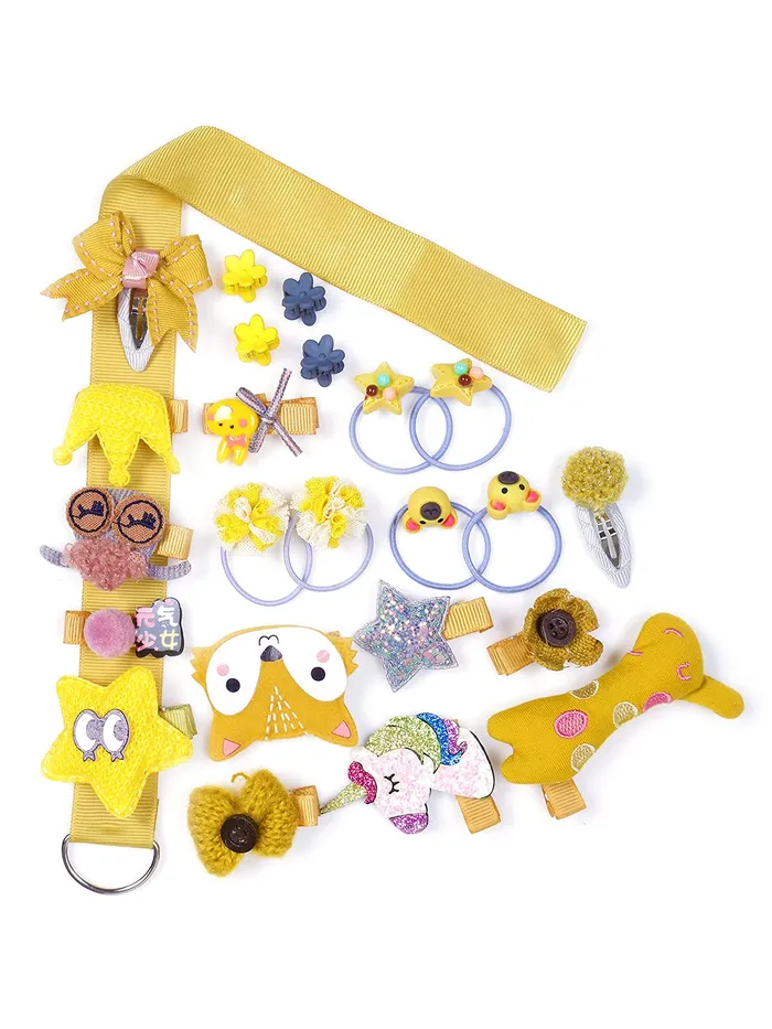 Melbees by Yellow Chimes Gift Set of Hair Accessories for Kids with Hair Clips and Band Assortment Gift Box for Kids Girls Pack of 24 Medium YCHASETKD004YL Yellow Chimes Earrings
