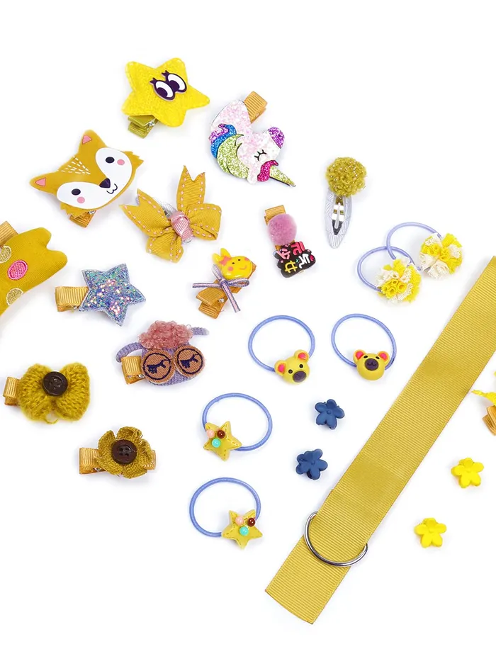 Melbees by Yellow Chimes Gift Set of Hair Accessories for Kids with Hair Clips and Band Assortment Gift Box for Kids Girls Pack of 24 Medium YCHASETKD004YL Yellow Chimes Earrings