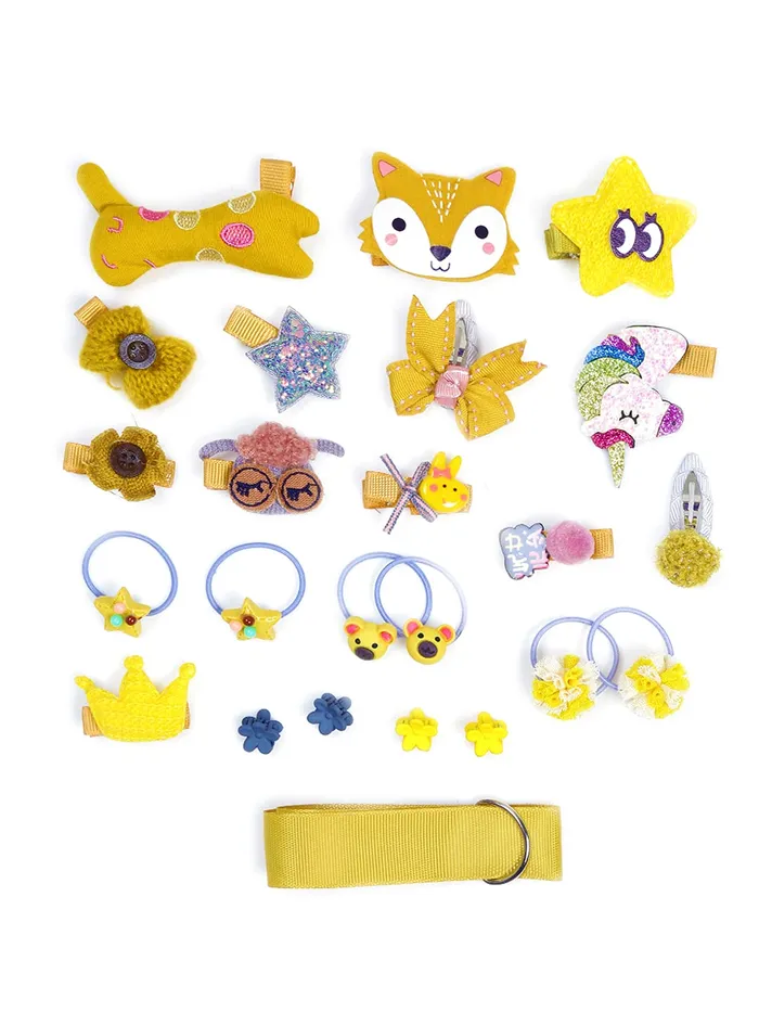 Melbees by Yellow Chimes Gift Set of Hair Accessories for Kids with Hair Clips and Band Assortment Gift Box for Kids Girls Pack of 24 Medium YCHASETKD004YL Yellow Chimes Earrings