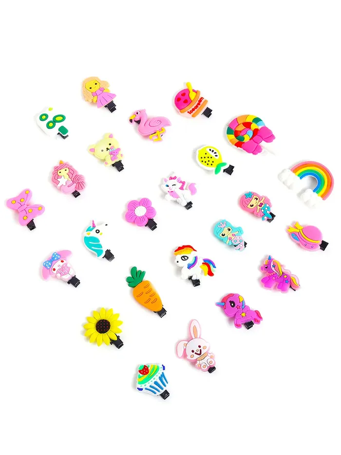 Melbees by Yellow Chimes Hair Clips for Girls Kids Hair Clip Hair Accessories for Girls Set of 24 PCS Cute Characters Tiny Hair Clips for Baby Girls Baby Hair Clips For Kids Toddlers Yellow Chimes Necklaces