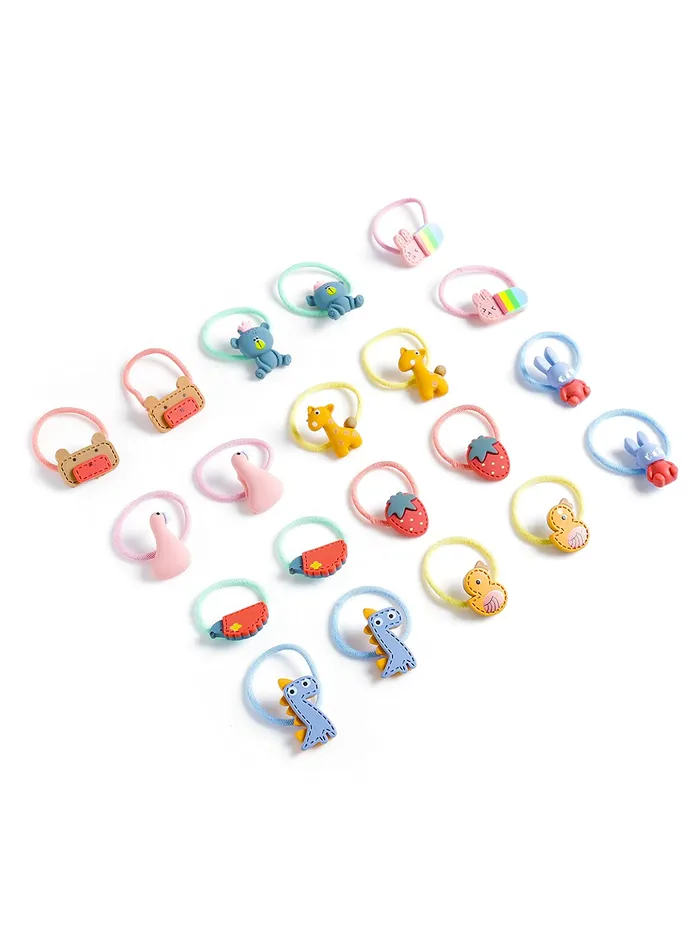 Melbees by Yellow Chimes Rubber Bands for Girls Kids Hair Accessories for Girls Hair Tie 20 Pcs Cute Characters Rubberbands for Kids Ponytail Holder For Baby Girls Toddlers Yellow Chimes Necklaces