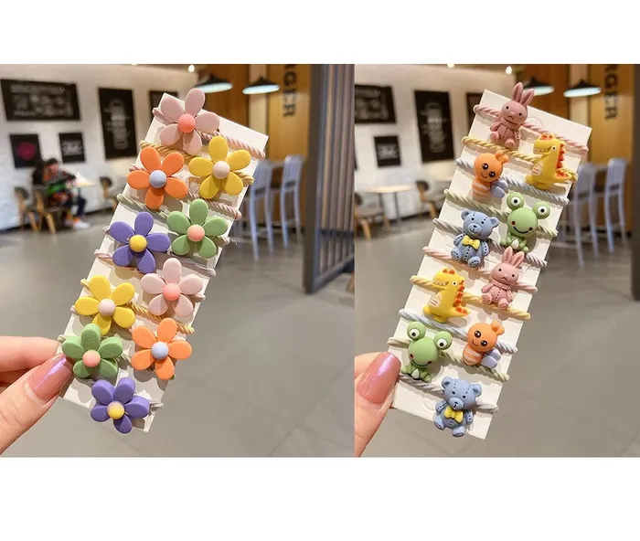 Melbees by Yellow Chimes Rubber Bands for Girls Kids Hair Accessories for Girls Hair Tie 20 Pcs Cute Characters Rubberbands for Kids Ponytail Holder For Baby Girls Toddlers Yellow Chimes Necklaces