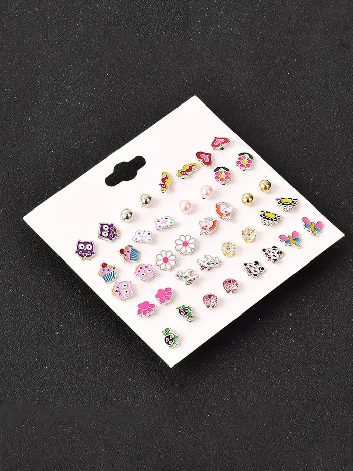 Melbees by Yellow Chimes Stud Earrings for Girls Combo of 20 Pairs Cute Little Stud Earrings Combo For Girls Yellow Chimes Rings