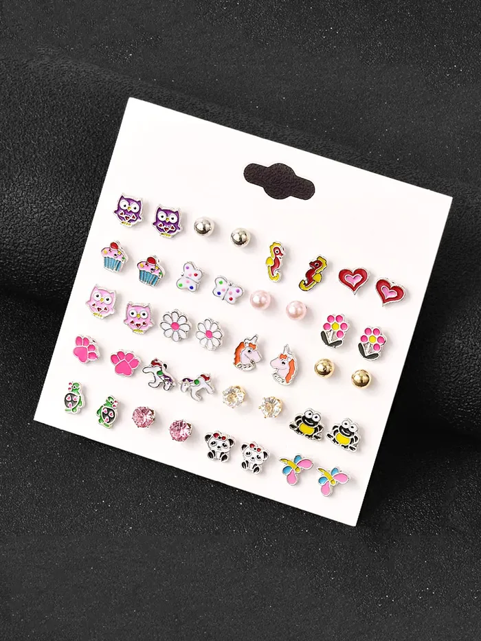 Melbees by Yellow Chimes Stud Earrings for Girls Combo of 20 Pairs Cute Little Stud Earrings Combo For Girls Yellow Chimes Rings