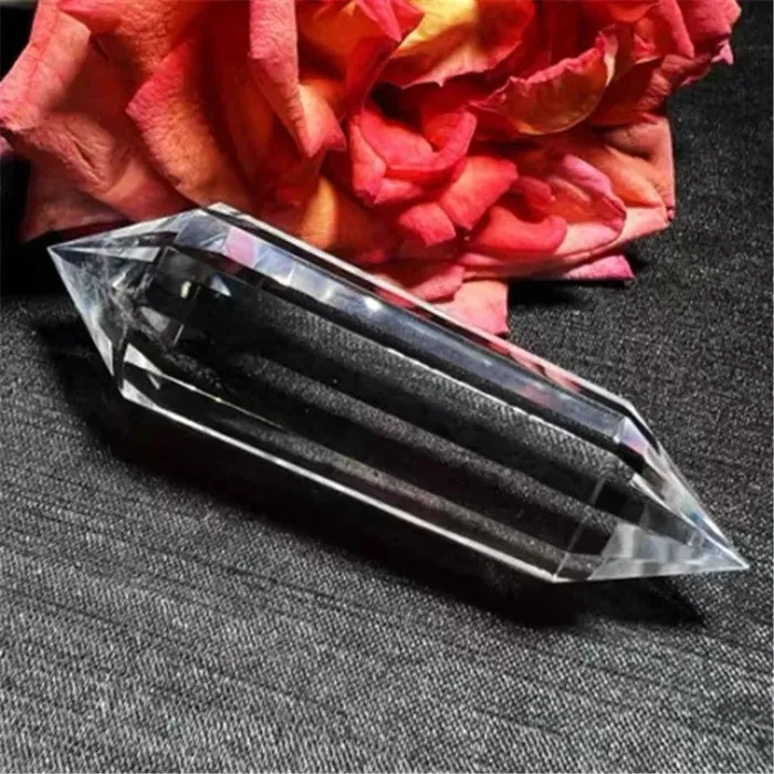 Metamorphidi Earrings Clear Natural Quartz Crystal Vogel Style Healing Wand