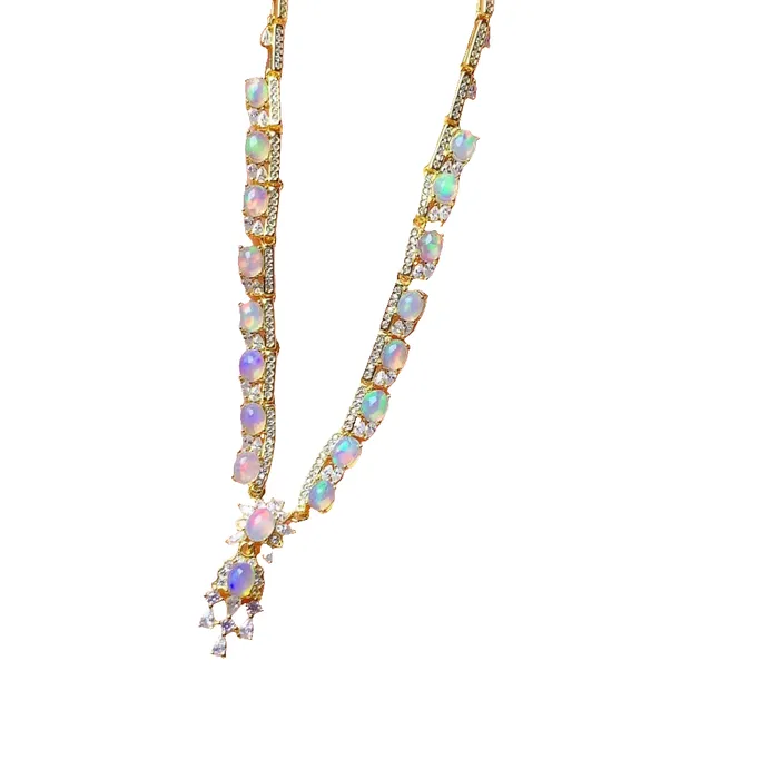 Metamorphidi Necklaces Sterling Silver Inlaid Natural Opal Gemstone Jewelry Necklace Metamorphidi Necklaces Sterling Silver Inlaid Natural Opal Gemstone Jewelry Necklace