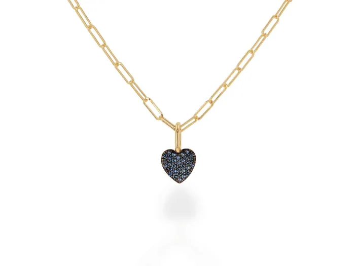 Mini Sapphire Pave Heart Charm Rachel Reid Charm Necklaces