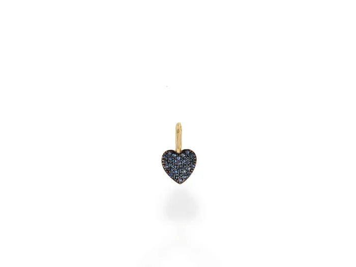 Mini Sapphire Pave Heart Charm Rachel Reid Charm Necklaces Mini Sapphire Pave Heart Charm Rachel Reid Charm Necklaces