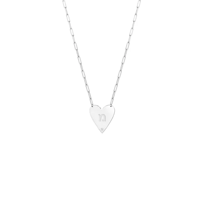 Miriam Merenfeld Mijal Diamond Heart Hebrew Initial Necklace Necklaces