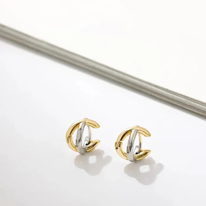 Mixed Metal Hoops Onekiss Earrings