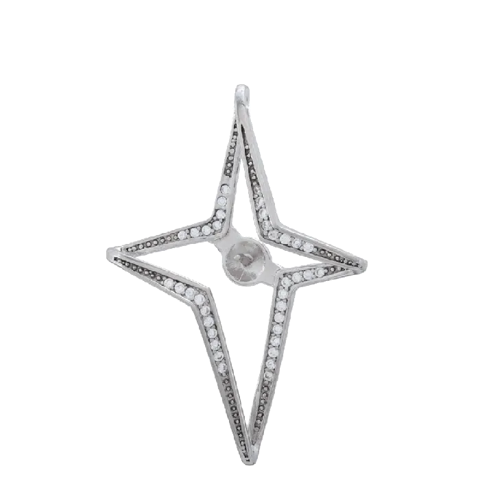 MPST046 Necklaces DIY Mount Pendant 925 Sterling Silver Large Rhinestone Star Cross MPST046 Necklaces DIY Mount Pendant 925 Sterling Silver Large Rhinestone Star Cross