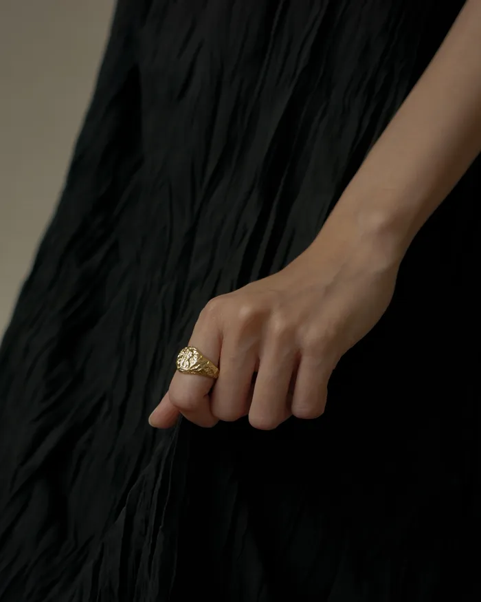 MYJN Rings Kaiya Hammered Signet Ring