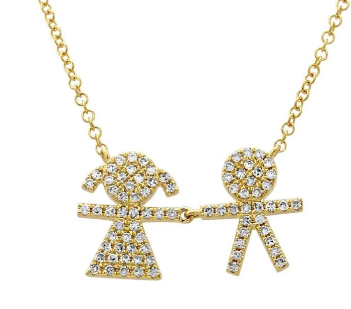 Necklaces Alev Girl Boy Pave Diamond Necklace