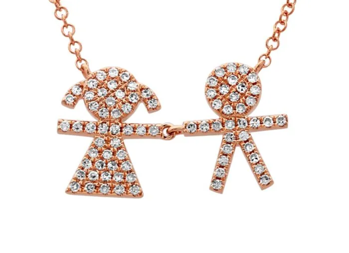 Necklaces Alev Girl Boy Pave Diamond Necklace