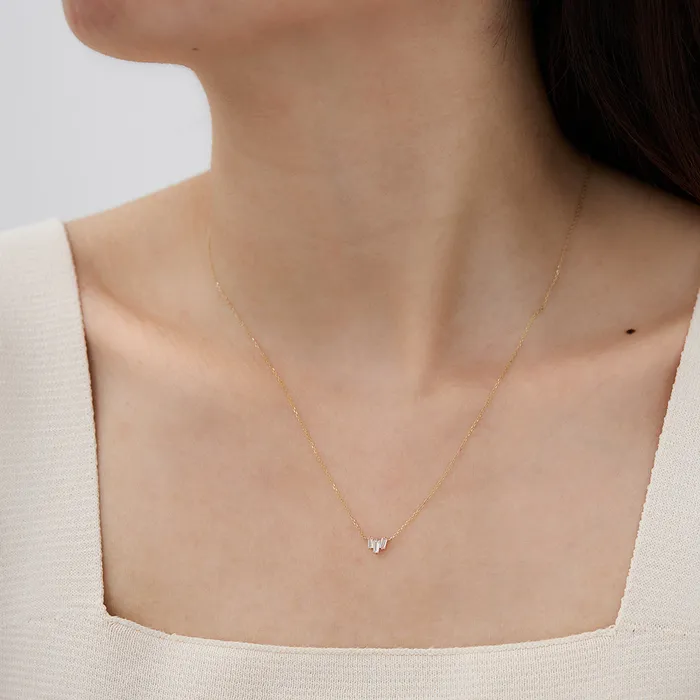 Necklaces AURELIE GI Jaci Baguette White Sapphire Necklace