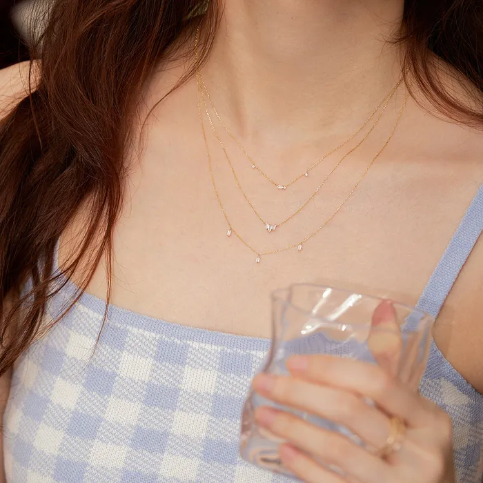 Necklaces AURELIE GI Jaci Baguette White Sapphire Necklace