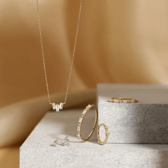 Necklaces AURELIE GI Jaci Baguette White Sapphire Necklace