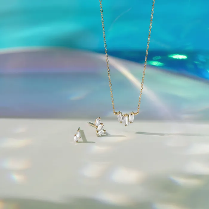 Necklaces AURELIE GI Jaci Baguette White Sapphire Necklace