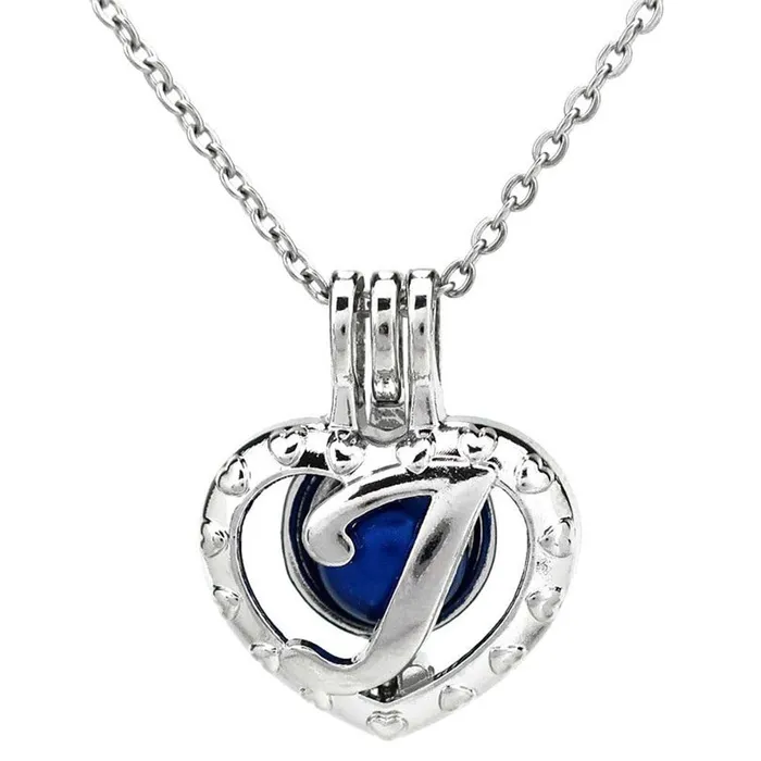 Necklaces CPSP163J Cage Pendant Silver Plated Letter J