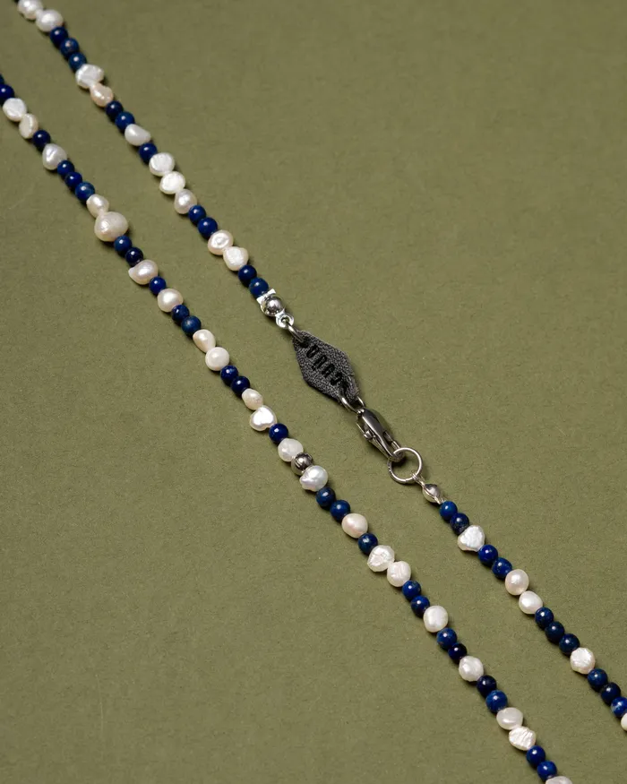 Necklaces CUN Maryn Petite Lapis Beaded Pearl Necklace
