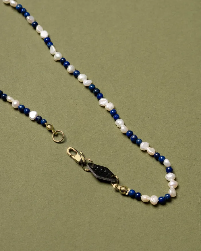 Necklaces CUN Maryn Petite Lapis Beaded Pearl Necklace