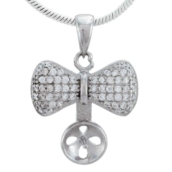 Necklaces DIY Mount Pendant 925 Sterling Silver Minnie Mouse Rhinestone Bow MPST054 Necklaces DIY Mount Pendant 925 Sterling Silver Minnie Mouse Rhinestone Bow MPST054