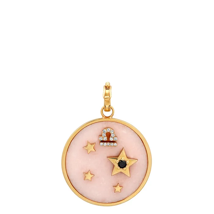 Necklaces Helena Rose Large Pink Opal Zodiac Pendant