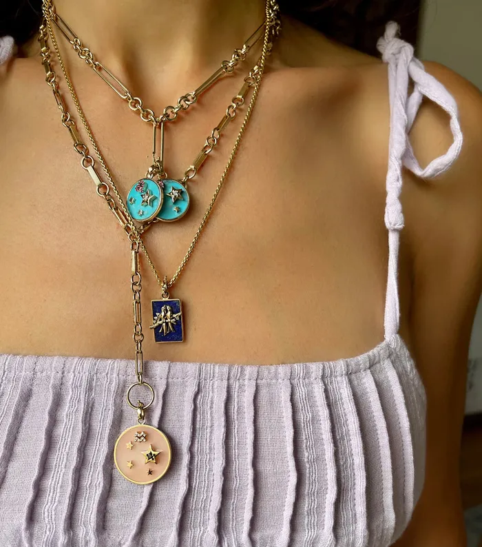 Necklaces Helena Rose Large Pink Opal Zodiac Pendant Necklaces Helena Rose Large Pink Opal Zodiac Pendant