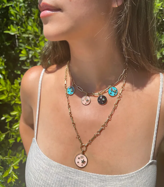 Necklaces Helena Rose Large Pink Opal Zodiac Pendant Necklaces Helena Rose Large Pink Opal Zodiac Pendant