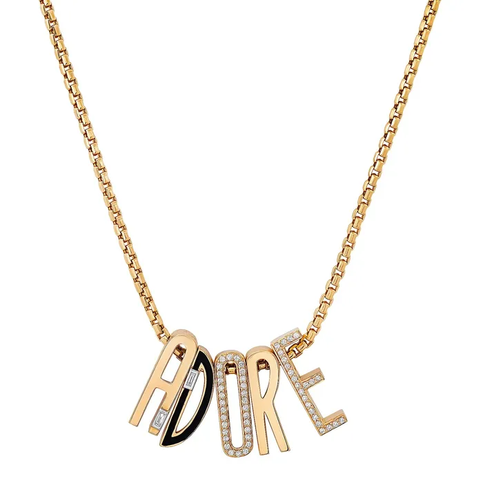 Necklaces Helena Rose SlideOn Enamel Chunky Initial with Baguette