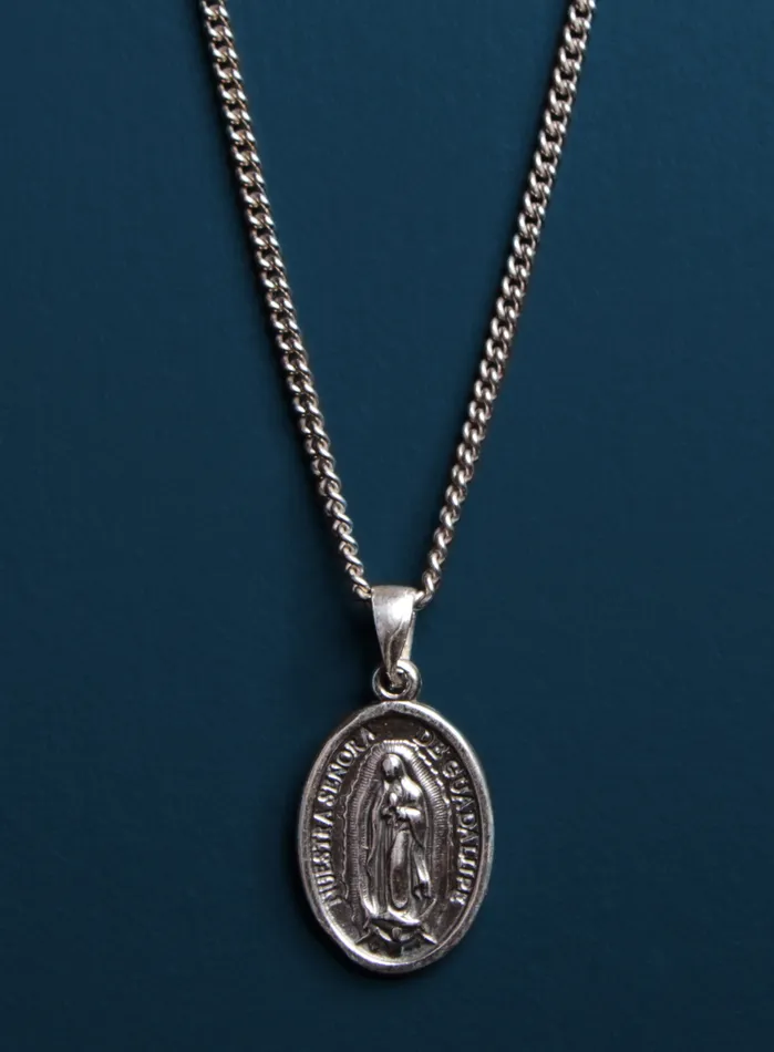 Necklaces Lady of Guadalupe Sterling Silver Medal Necklace for Men WE ARE ALL SMITH