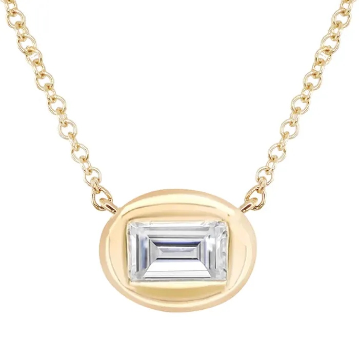 Necklaces Luna Skye 14kt Gold and Diamond Oval Bezel Necklace