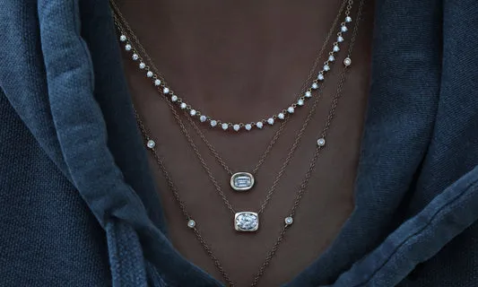 Necklaces Luna Skye 14kt Gold and Diamond Oval Bezel Necklace Necklaces Luna Skye 14kt Gold and Diamond Oval Bezel Necklace