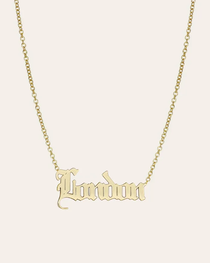 Necklaces Monarch Market 14k Gold Gothic Name Necklace