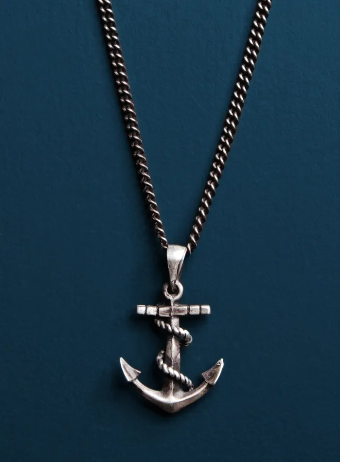 Necklaces Oxidized Sterling Silver Anchor Necklace for Men WE ARE ALL SMITH