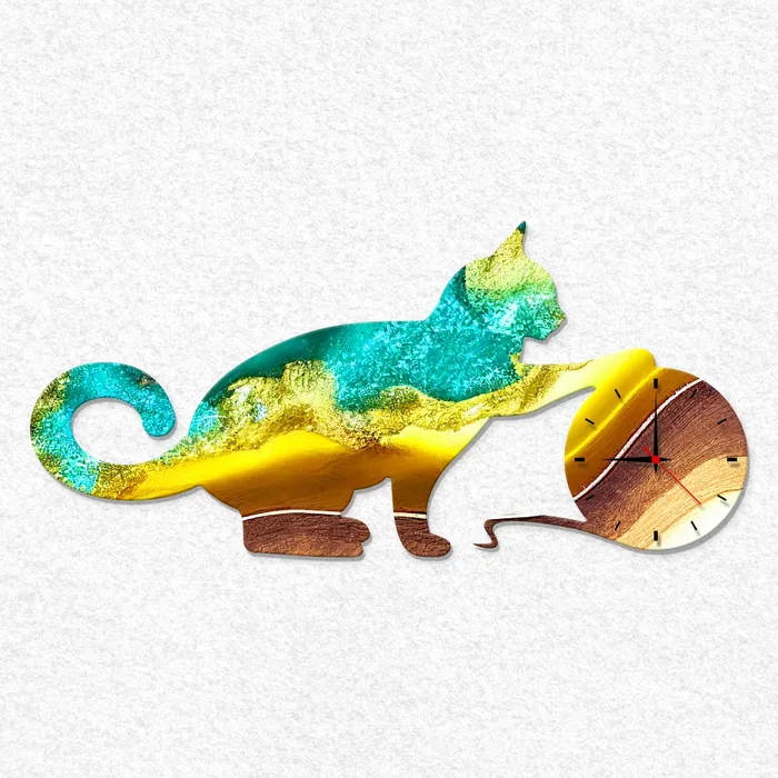 Necklaces Resin Art Hub MDF Cat Wall Clock Base 28260cm
