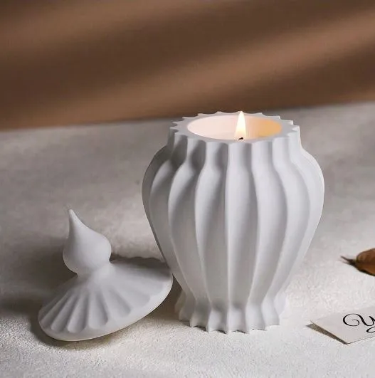 Necklaces Resin Art Hub Striped Candle Jar Silicone Mold for Jesmonite Art
