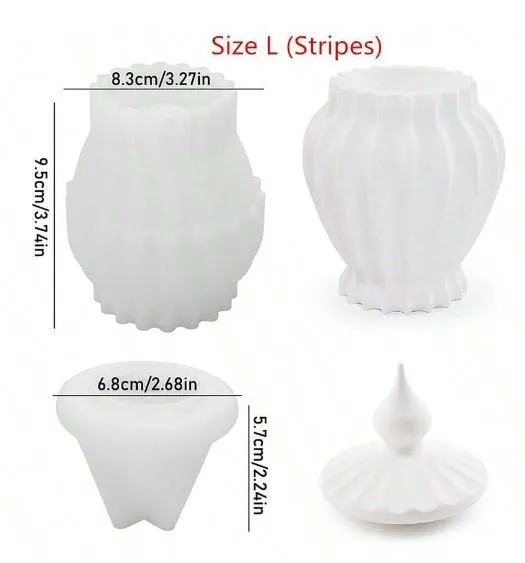 Necklaces Resin Art Hub Striped Candle Jar Silicone Mold for Jesmonite Art