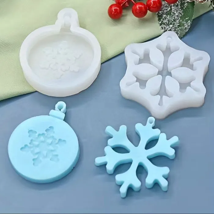 Necklaces Resinarthub Snow flakes Tag Silicone Mold For Resin Art 2 variants