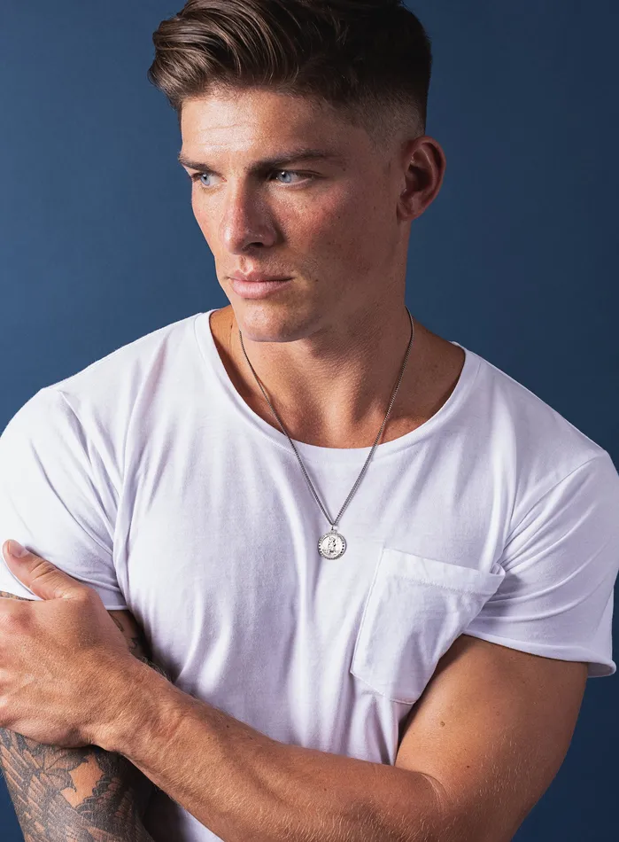 Necklaces Saint Gerard Sterling Silver Medal Necklace for Men WE ARE ALL SMITH Mens Jewelry Clothing