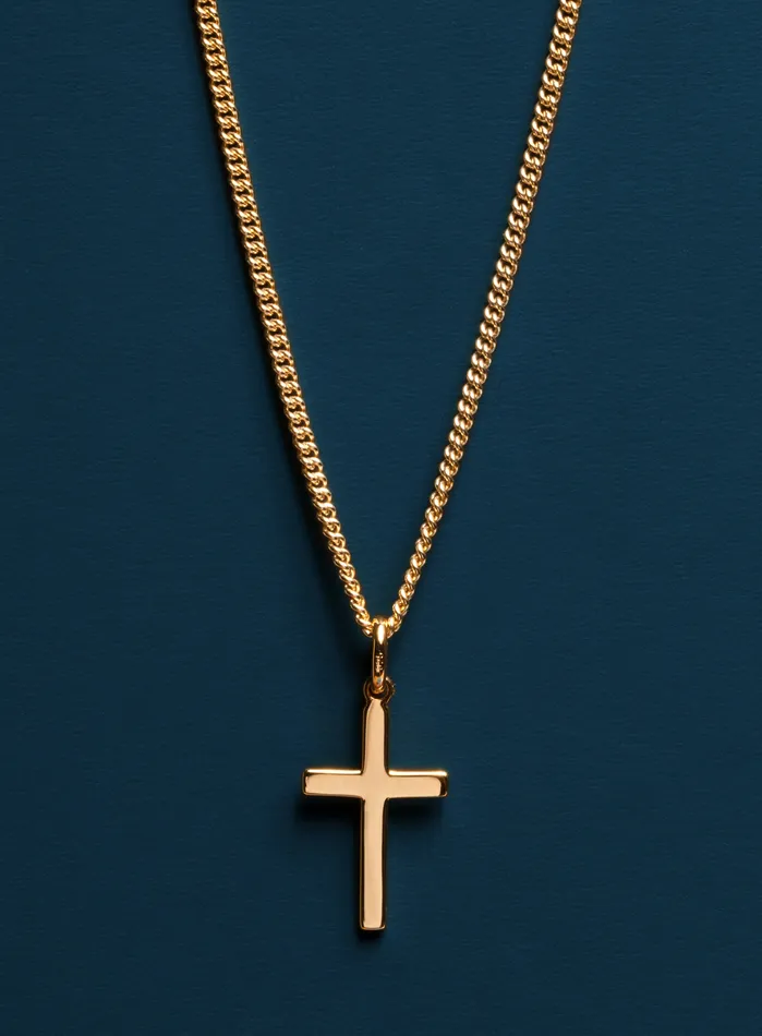 Necklaces Vermeil Gold Cross on 14k Gold Filled Curb Chain We Are All Smith