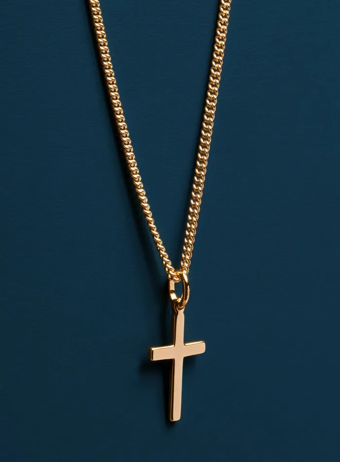 Necklaces Vermeil Gold Cross on 14k Gold Filled Curb Chain We Are All Smith