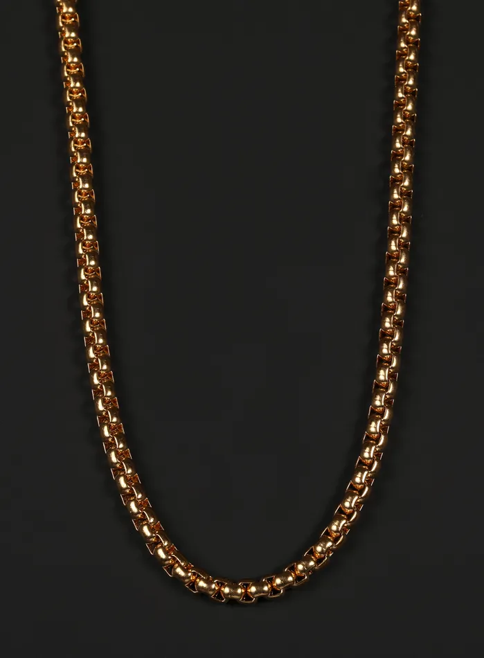 Necklaces WE ARE ALL SMITH 4mm Gold Round Box Chain Necklace for Men