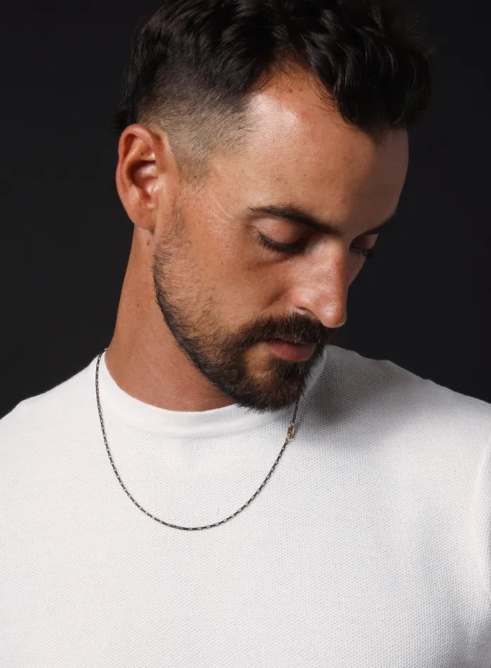 Necklaces WE ARE ALL SMITH Mens Jewelry Clothing Elongated Cable Chocolate Vermeil Gold Chain Necklace for Men